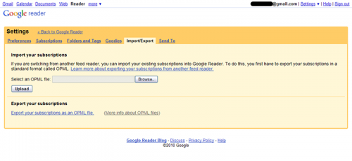 Google Reader Import